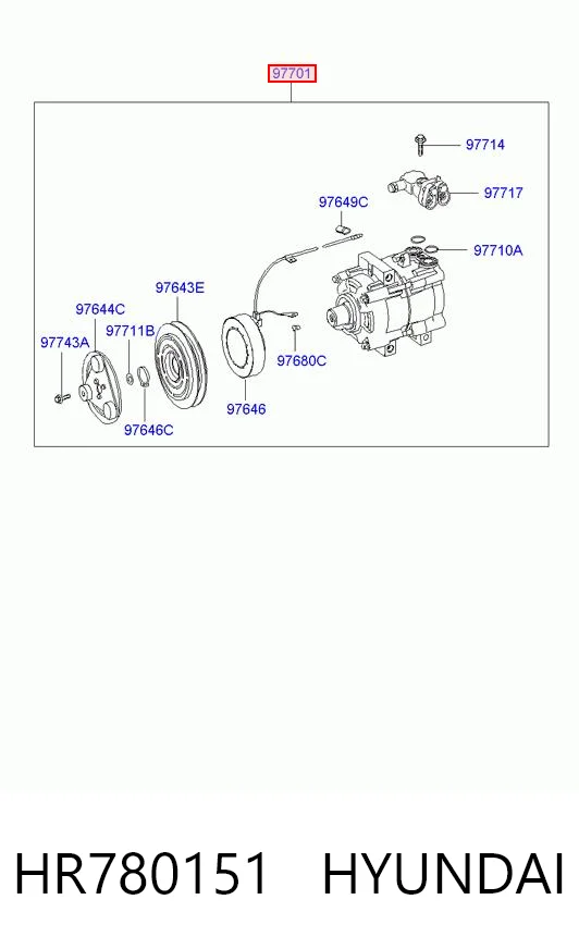 Compressor de aparelho de ar condicionado para Hyundai Galloper  JK