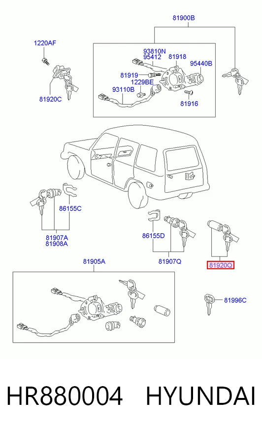 Trinco de fecho de porta-malas (de 3ª/5ª porta traseira) Hyundai Galloper  JK ao melhor preço