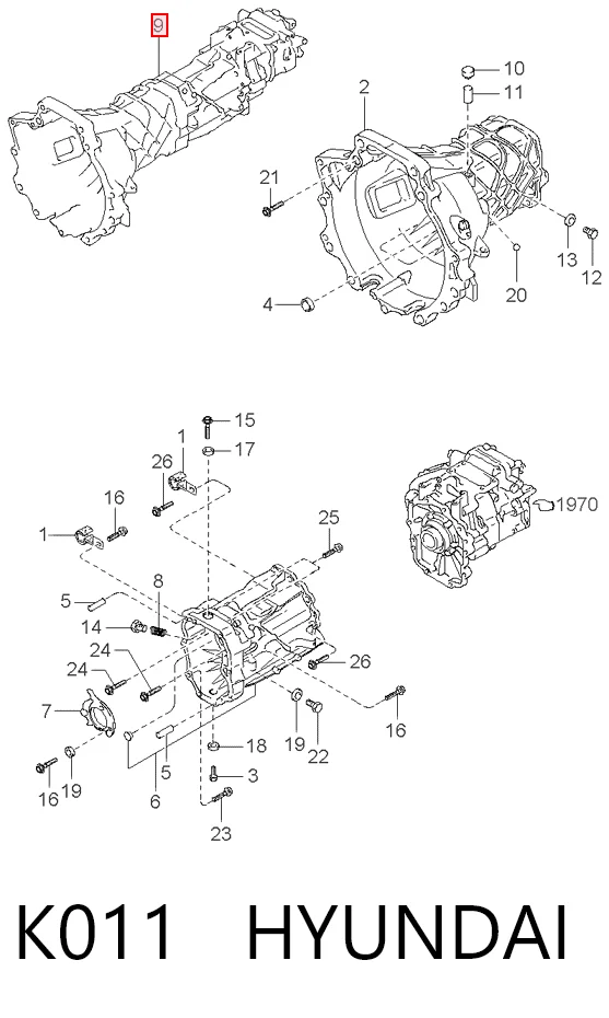 K011 Hyundai/Kia Caixa de Mudança montada (caixa mecânica de velocidades)