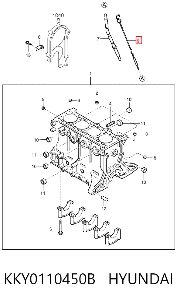 Sonda (indicador) do nível de óleo no motor para KIA Rio DC