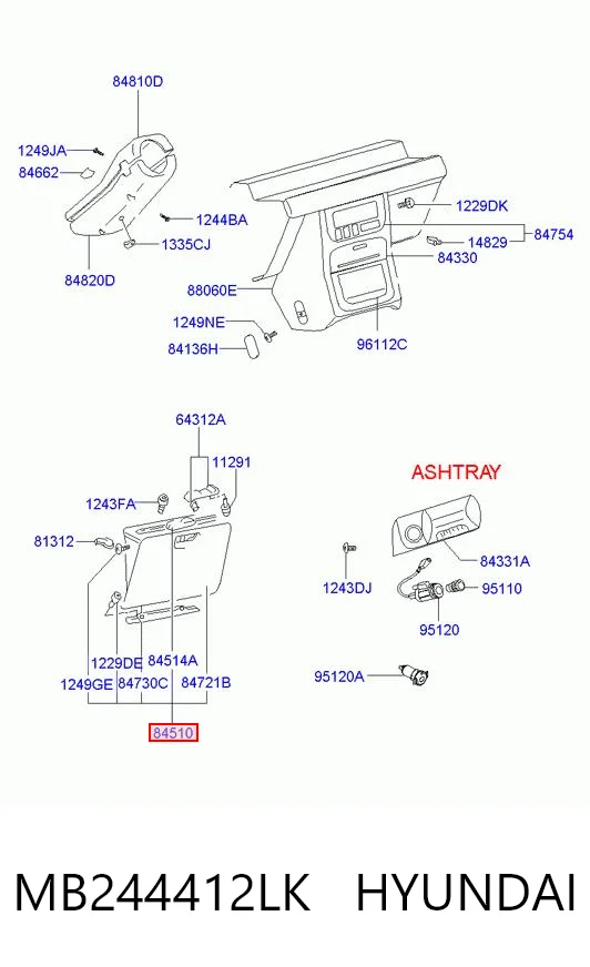 Caixa para porta-luvas (porta-luvas) Hyundai Galloper  JK ao melhor preço