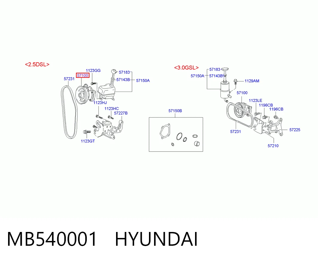 Bomba da Direção hidrâulica assistida Hyundai Galloper  JK