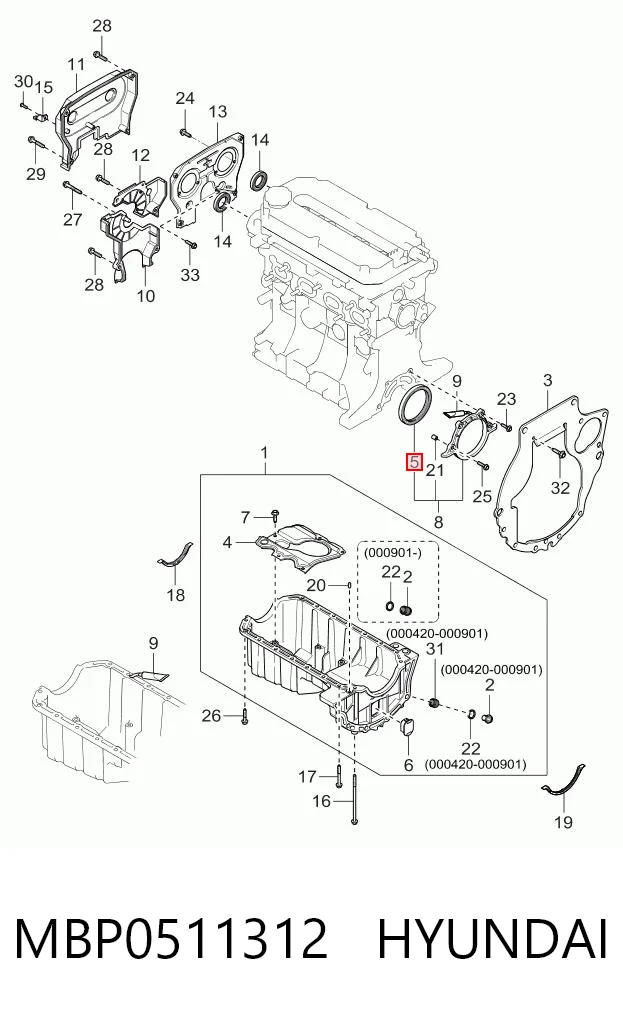 Vedação traseira de cambota de motor AND 30105035