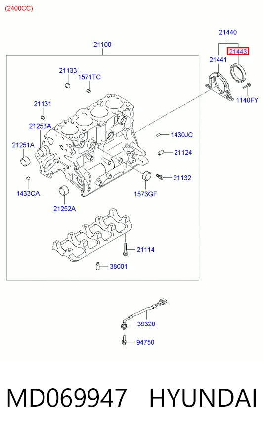 Vedação traseira de cambota de motor AM0111399 Mazda