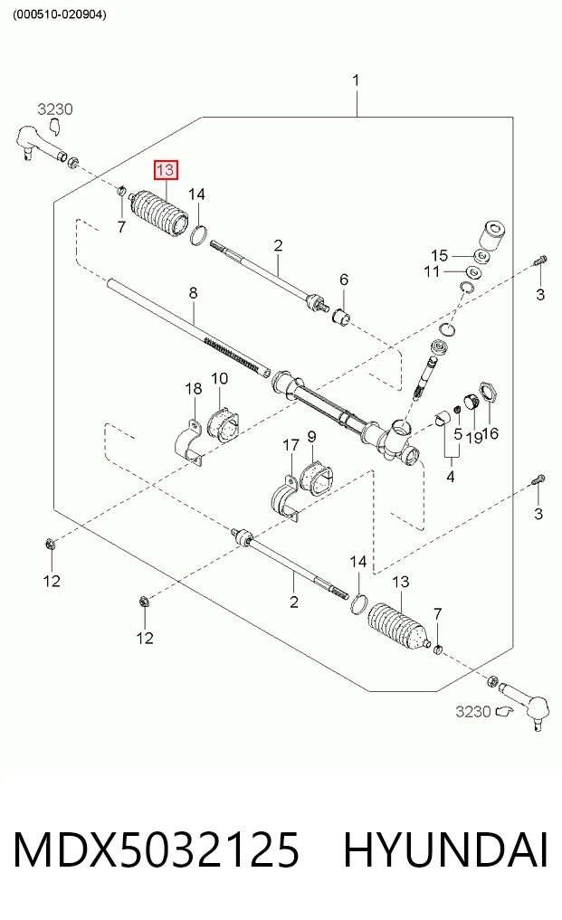 Bota de proteção do mecanismo de direção (de cremalheira) KIA Rio ao melhor preço