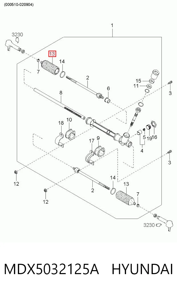 Bota de proteção do mecanismo de direção (de cremalheira) KIA Rio CINCO/RX-V 