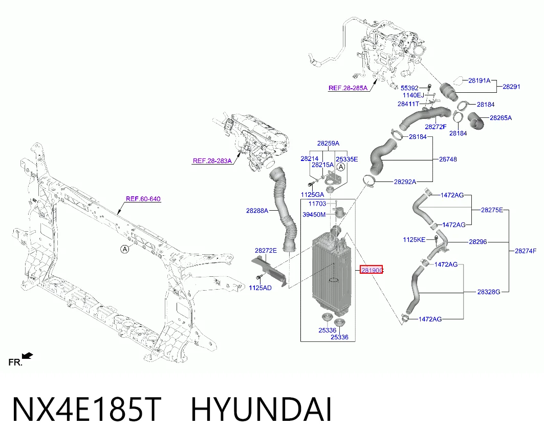 Radiador de intercooler Hyundai Tucson IV NX4E