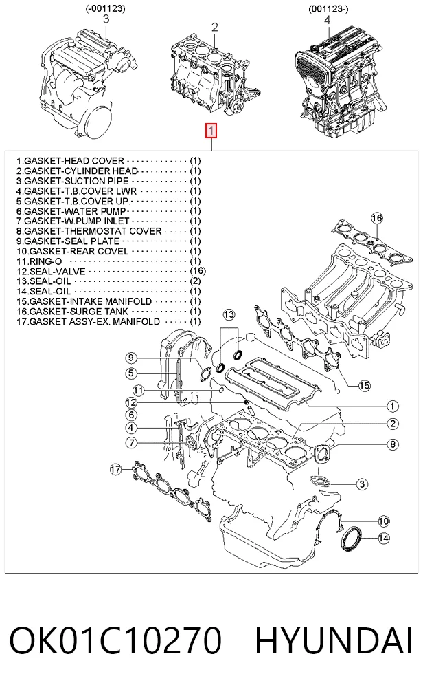 Kit de vedantes de motor completo KIA Sportage I K00