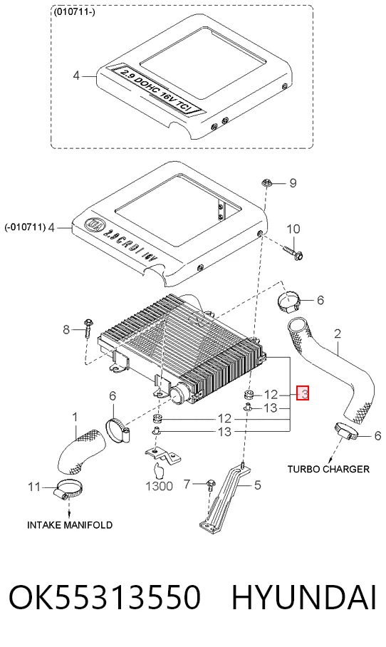  Radiador de intercooler KIA Carnival II monovolume (GQ) (2001 - 2005) II
