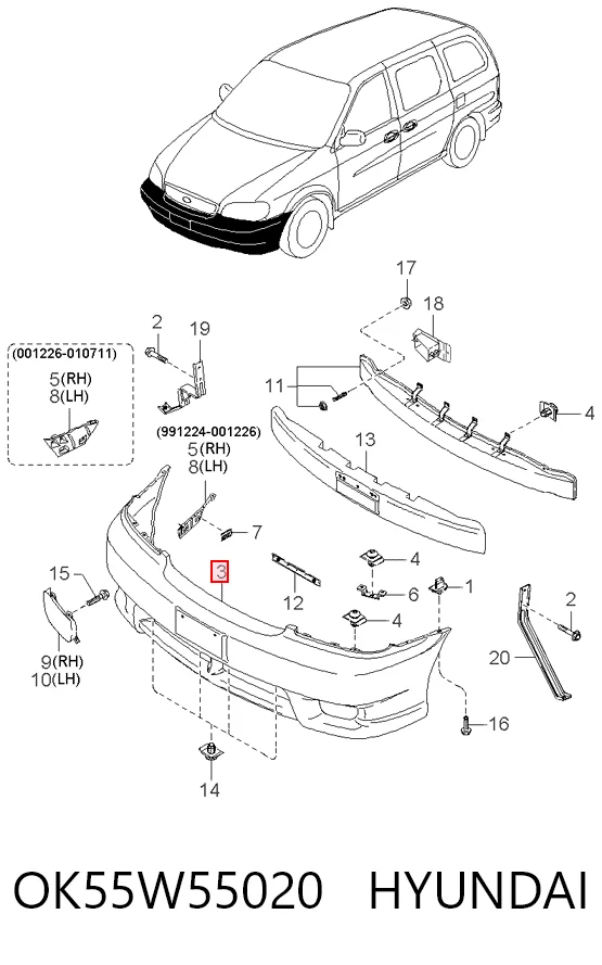 Pára-choque dianteiro para KIA Carnival I UP