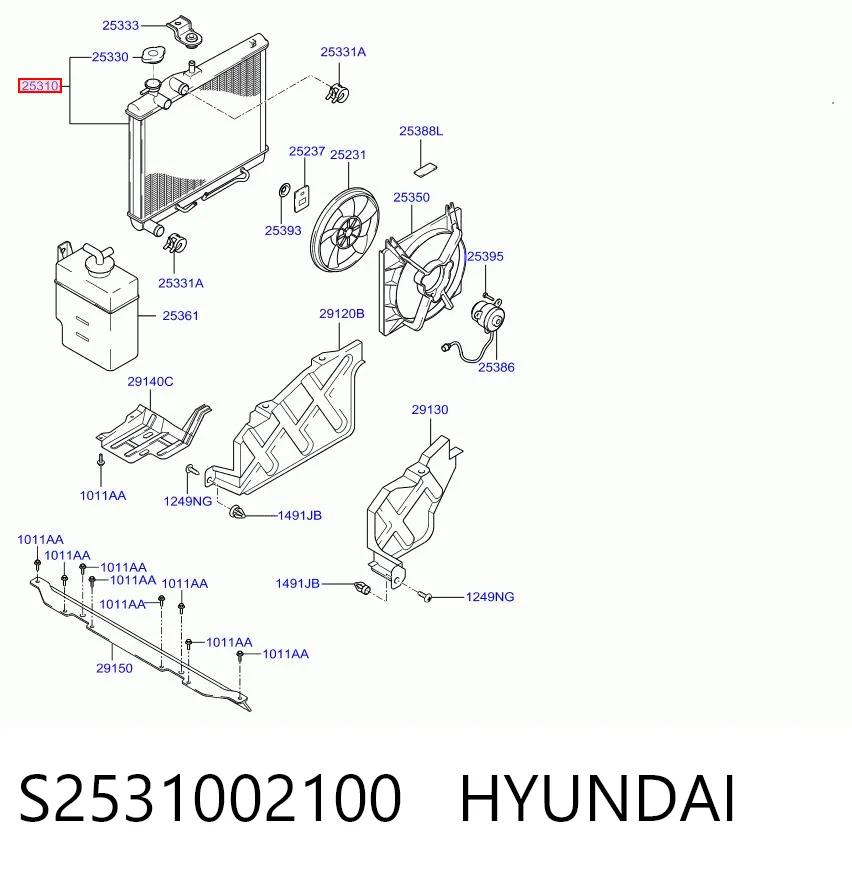 Radiador de esfriamento de motor Hyundai Atos  MX ao melhor preço