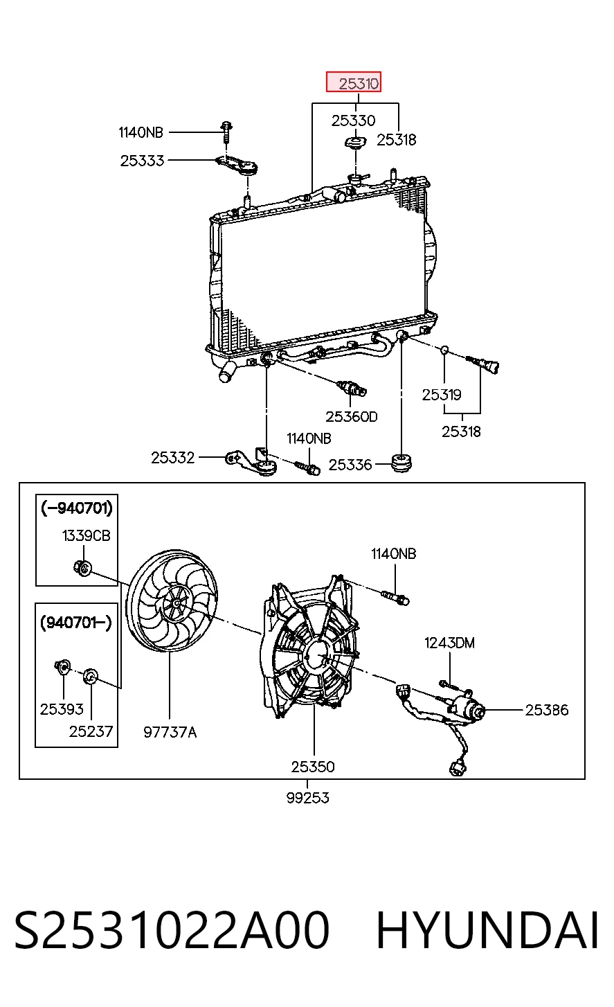 Radiador de esfriamento de motor para Hyundai Accent X-3