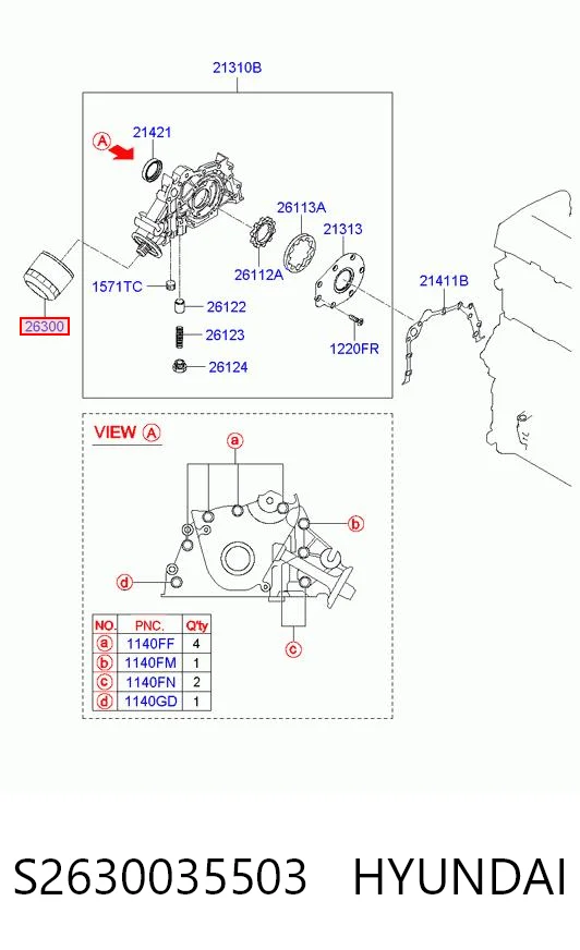 S2630035503 Hyundai/Kia Filtro de óleo