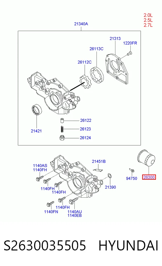 S2630035505 Hyundai/Kia Filtro de óleo