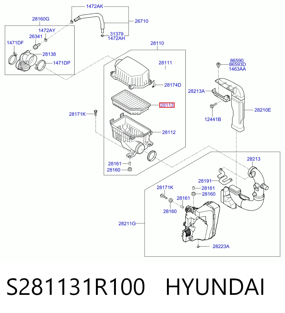 S281131R100 Hyundai/Kia Filtro de ar