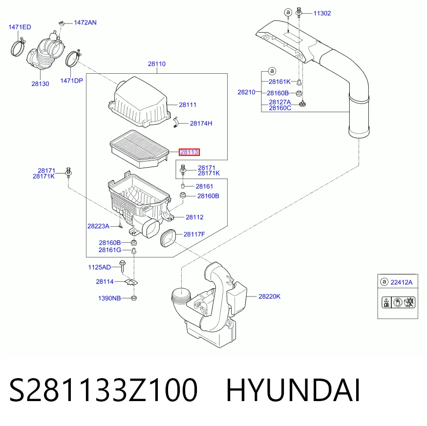 S281133Z100 Hyundai/Kia Filtro de ar