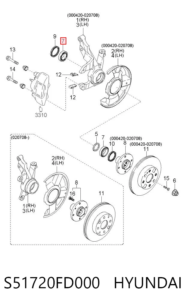 Rolamento de cubo dianteiro para KIA Rio 