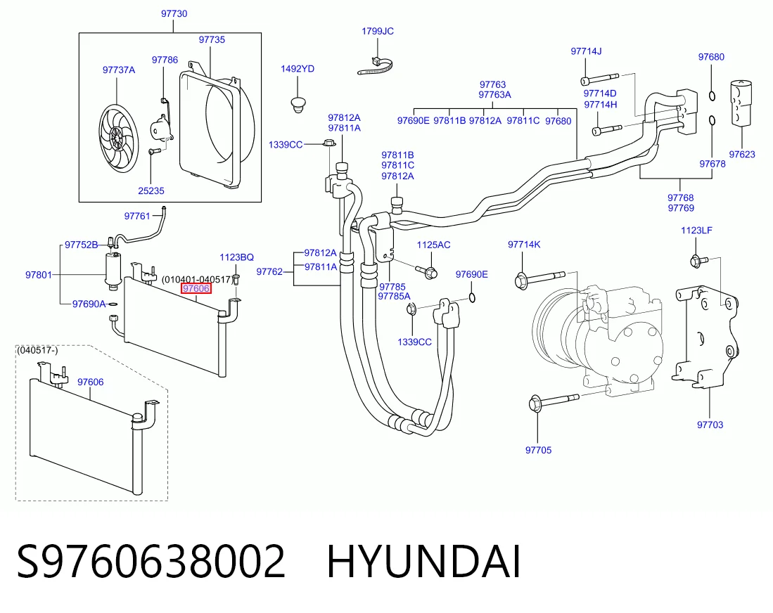 Radiador de aparelho de ar condicionado Hyundai Sonata  EU4 ao melhor preço
