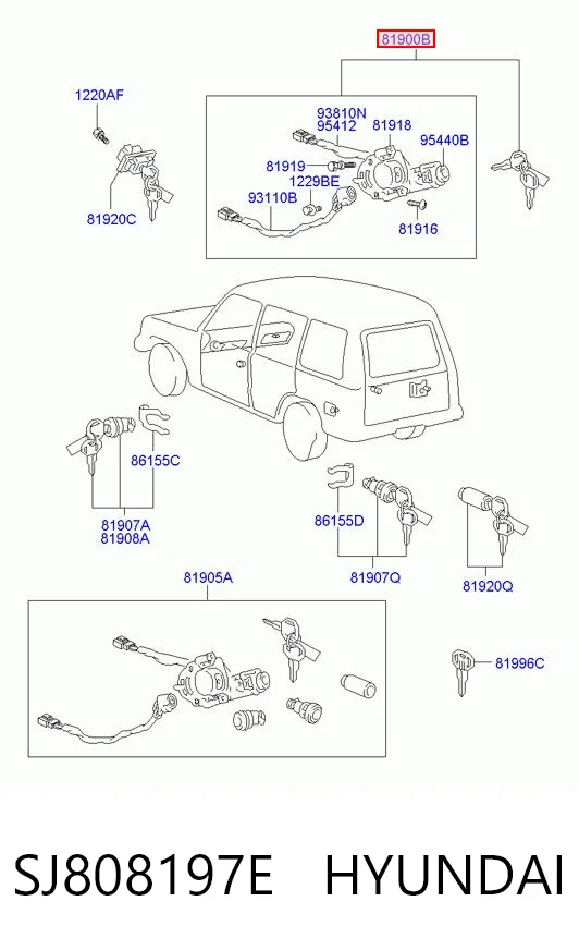 Fecho de ignição para Hyundai Galloper JK