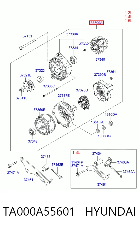 TA000A55601 Hyundai/Kia Gerador