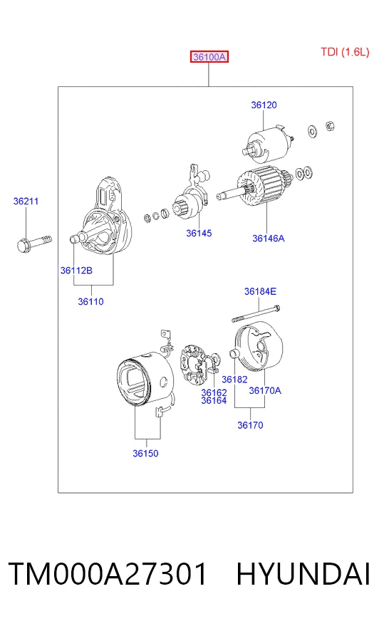 TM000A27301 Hyundai/Kia Motor de arranco