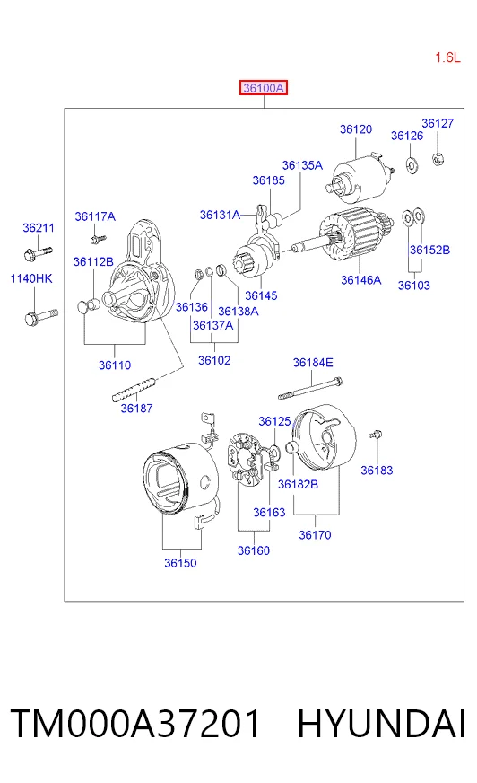 TM000A37201 Hyundai/Kia Motor de arranco
