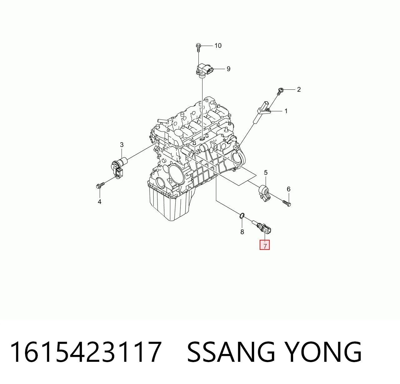 1615423117 Ssang Yong Sensor de temperatura do fluido de esfriamento