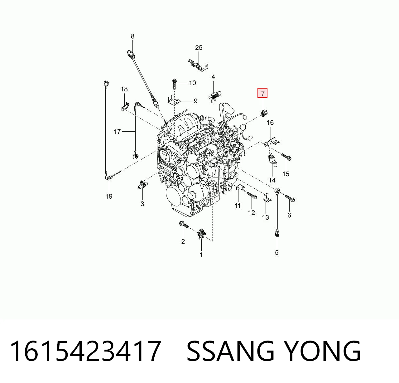 1615423417 Ssang Yong Sensor de temperatura do fluido de esfriamento