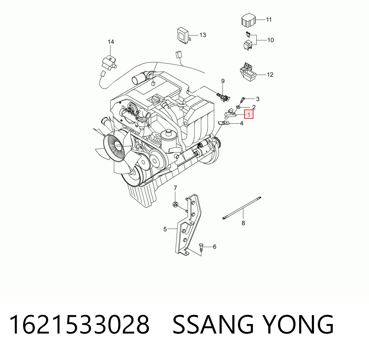 1621533028 Ssang Yong Sensor de posição (de revoluções) de cambota