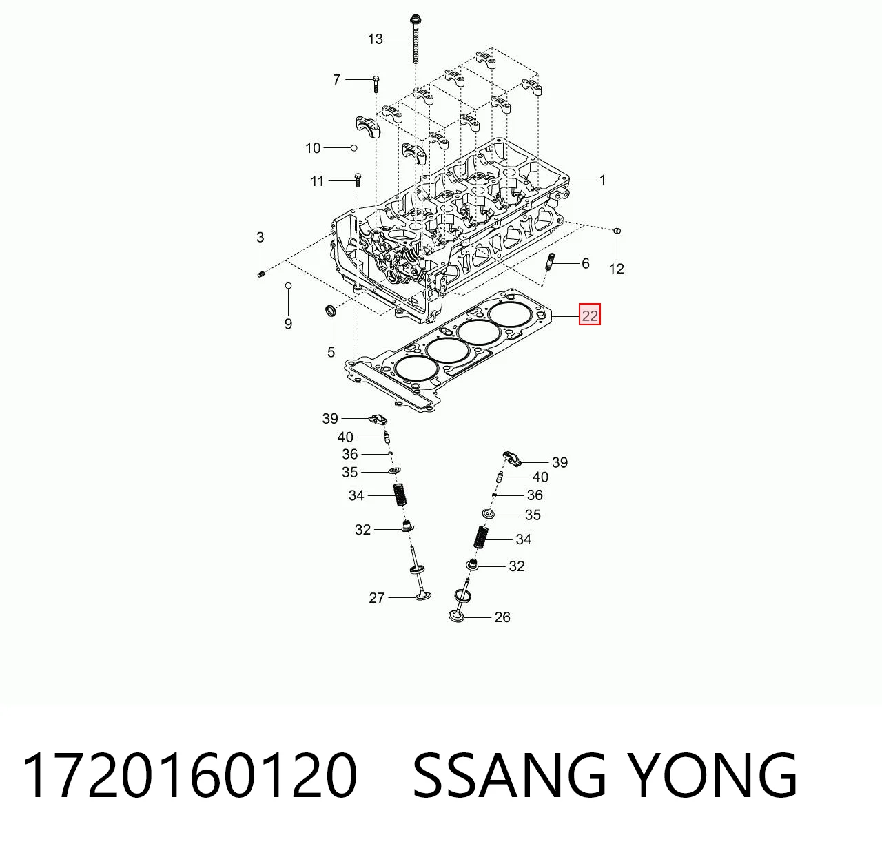 1720160120 Ssang Yong Vedante de cabeça de motor (CBC)