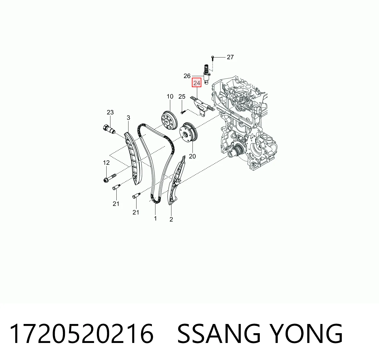 Amortecedor de cadeia do mecanismo de distribuição de gás, superior CBC SsangYong Korando   ao melhor preço