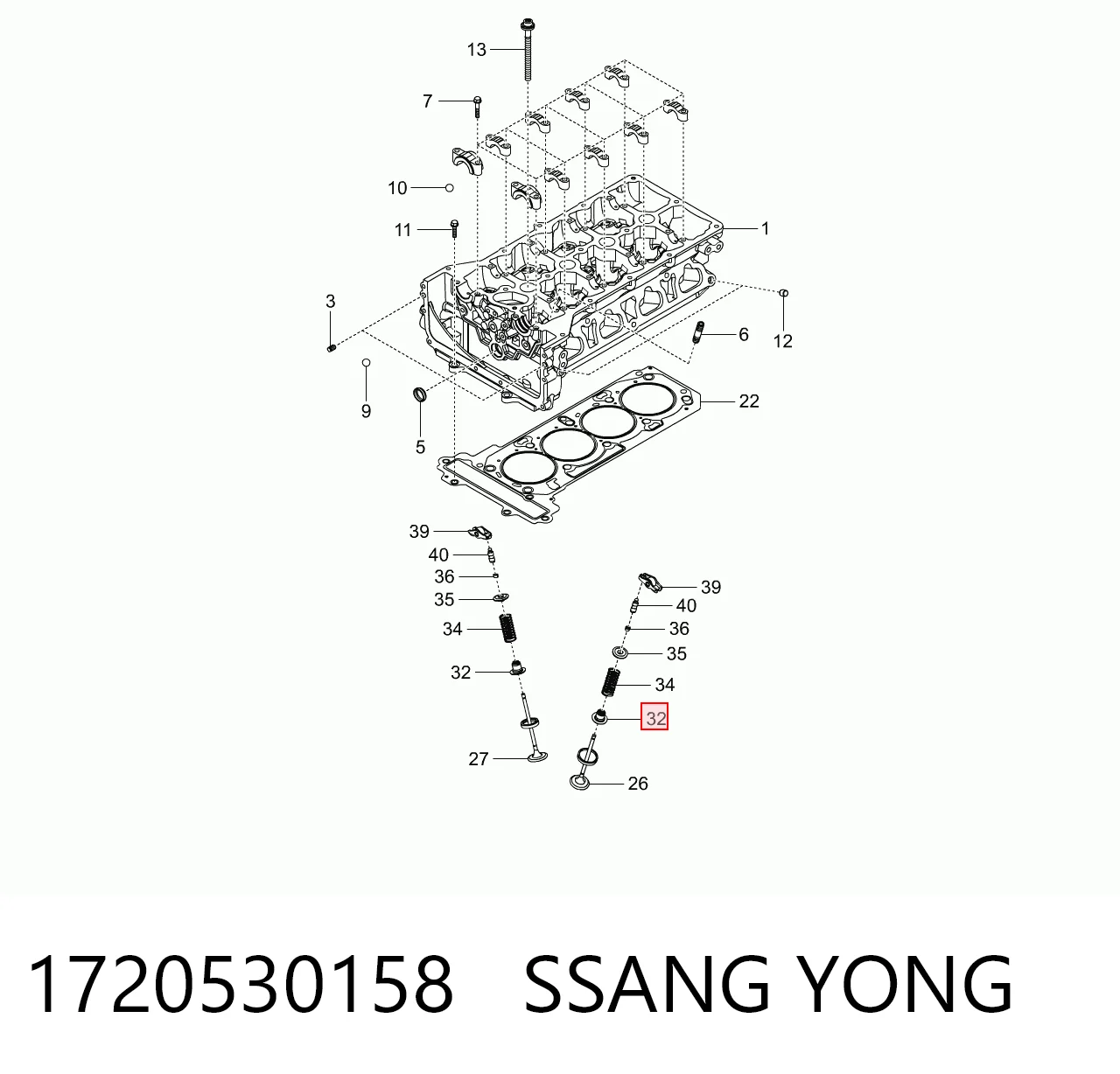 Bucim de válvula (coletor de óleo), admissão/escape para SsangYong Korando C 