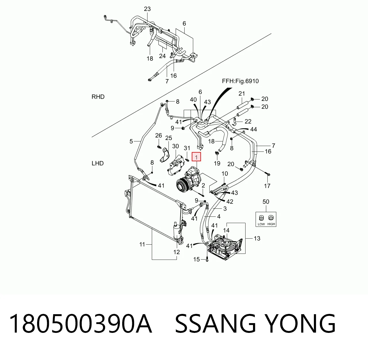 180500390A Ssang Yong Compressor de aparelho de ar condicionado