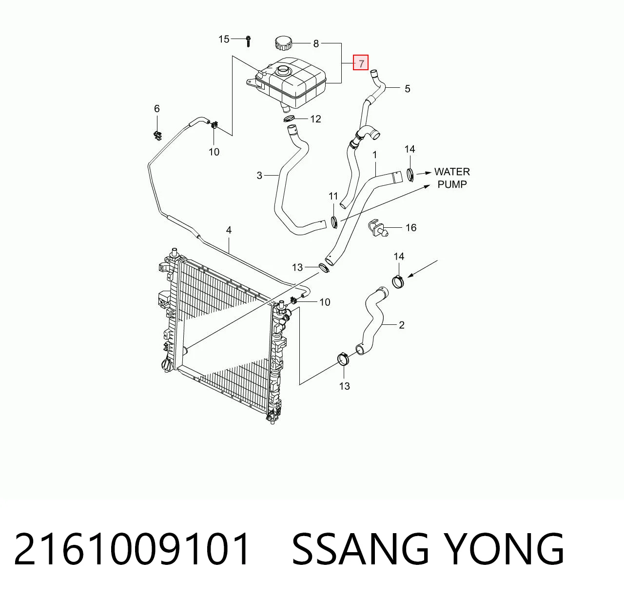 2161009101 Ssang Yong Tanque de expansão do sistema de esfriamento