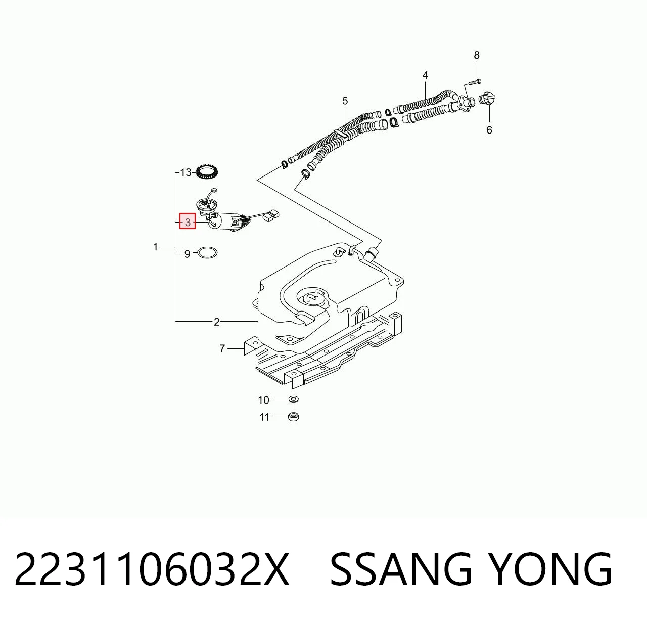 Bomba de combustível elétrica submersível para SsangYong Korando  