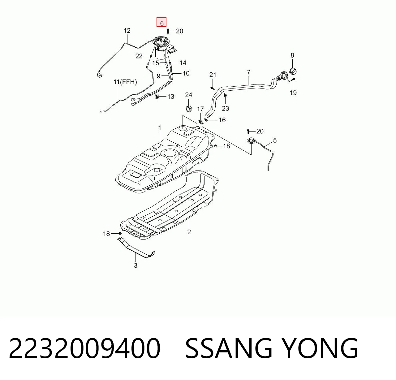 2232009400 Ssang Yong Módulo de bomba de combustível com sensor do nível de combustível