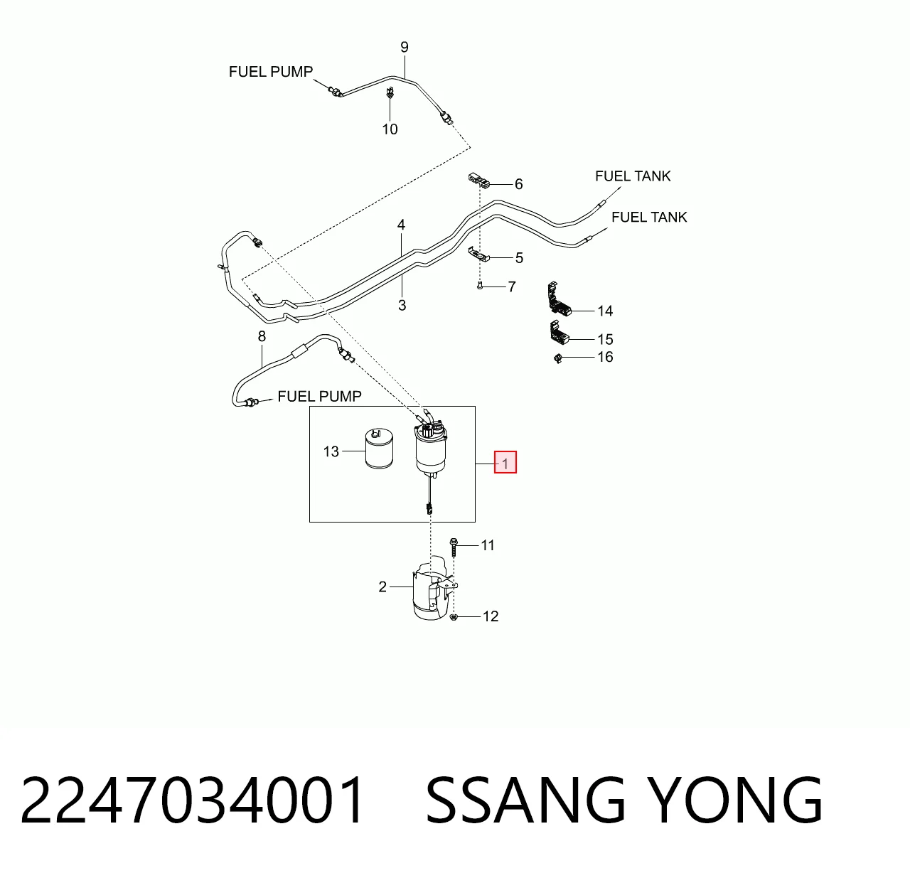 Filtro de combustível Hyundai/Kia 2247034000