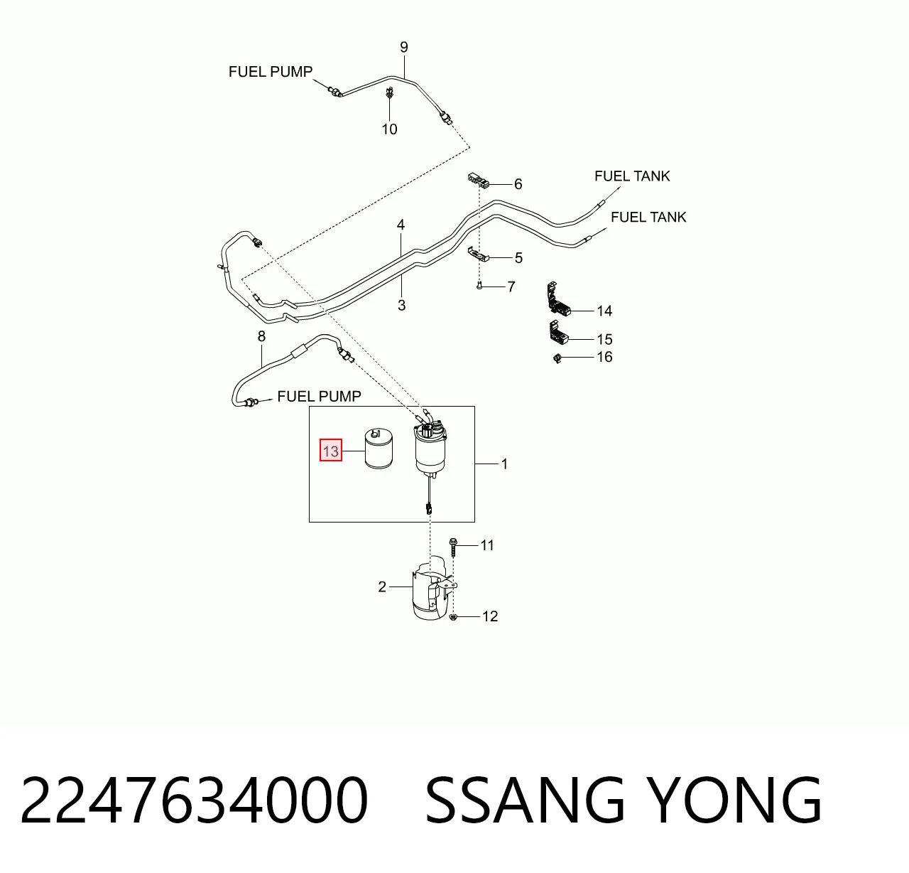 2247634000 Ssang Yong Filtro de combustível
