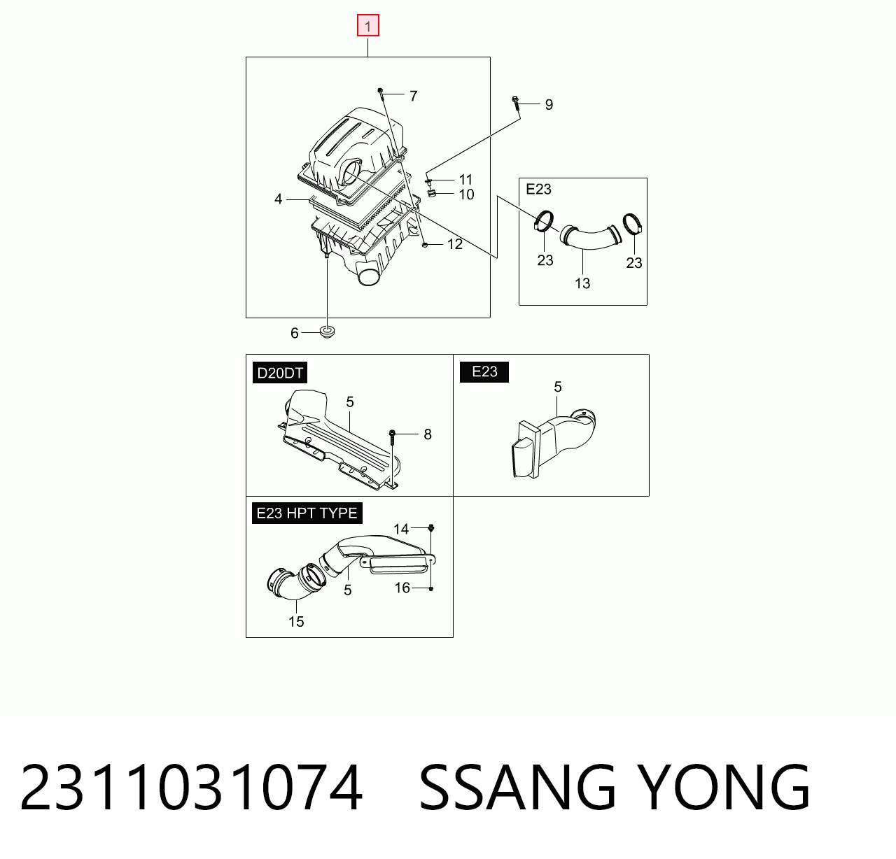 Caixa de filtro de ar SsangYong Actyon SPORTS QJ