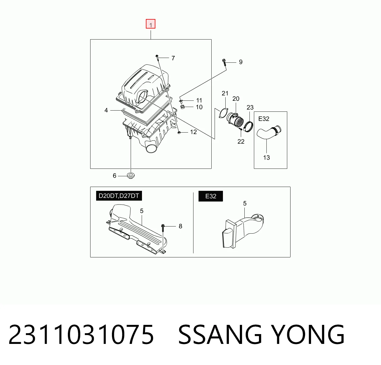  Caixa de filtro de ar SsangYong Actyon SPORTS pick-up (QJ) (2006 - 2012) SPORTS
