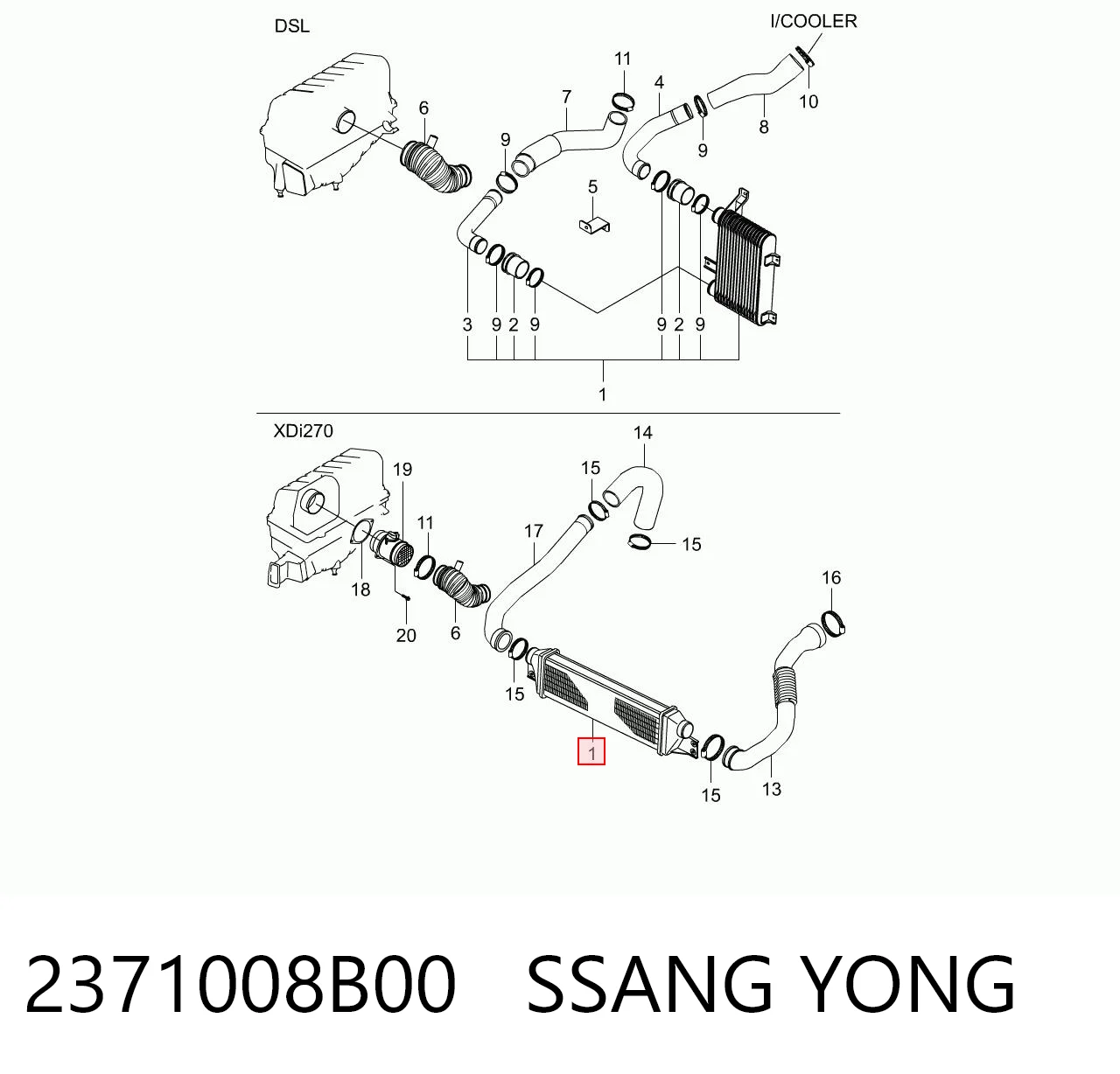 Radiador de intercooler para SsangYong Rexton I RJN