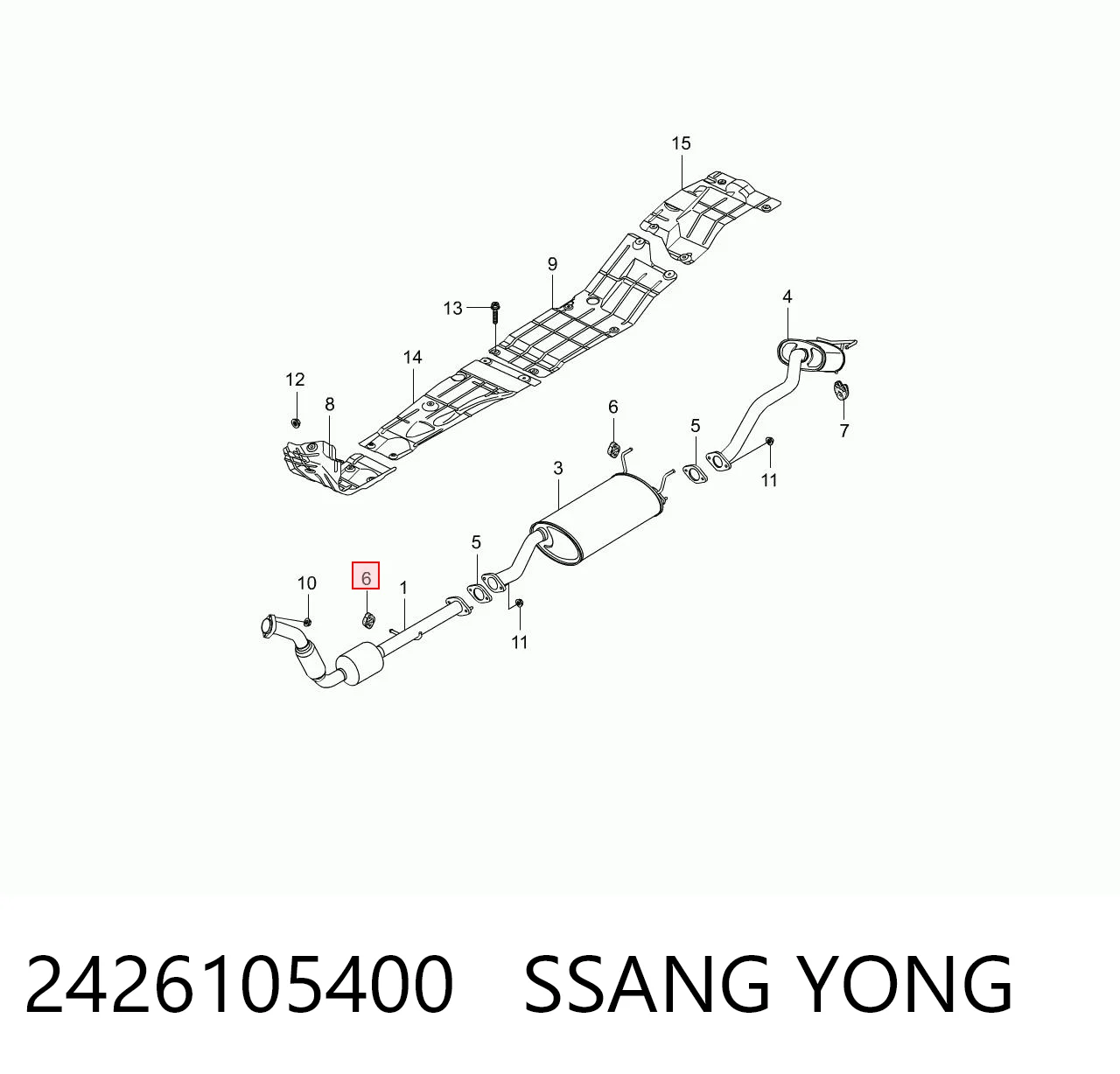 Coxim de fixação do silenciador para SsangYong Actyon QJ
