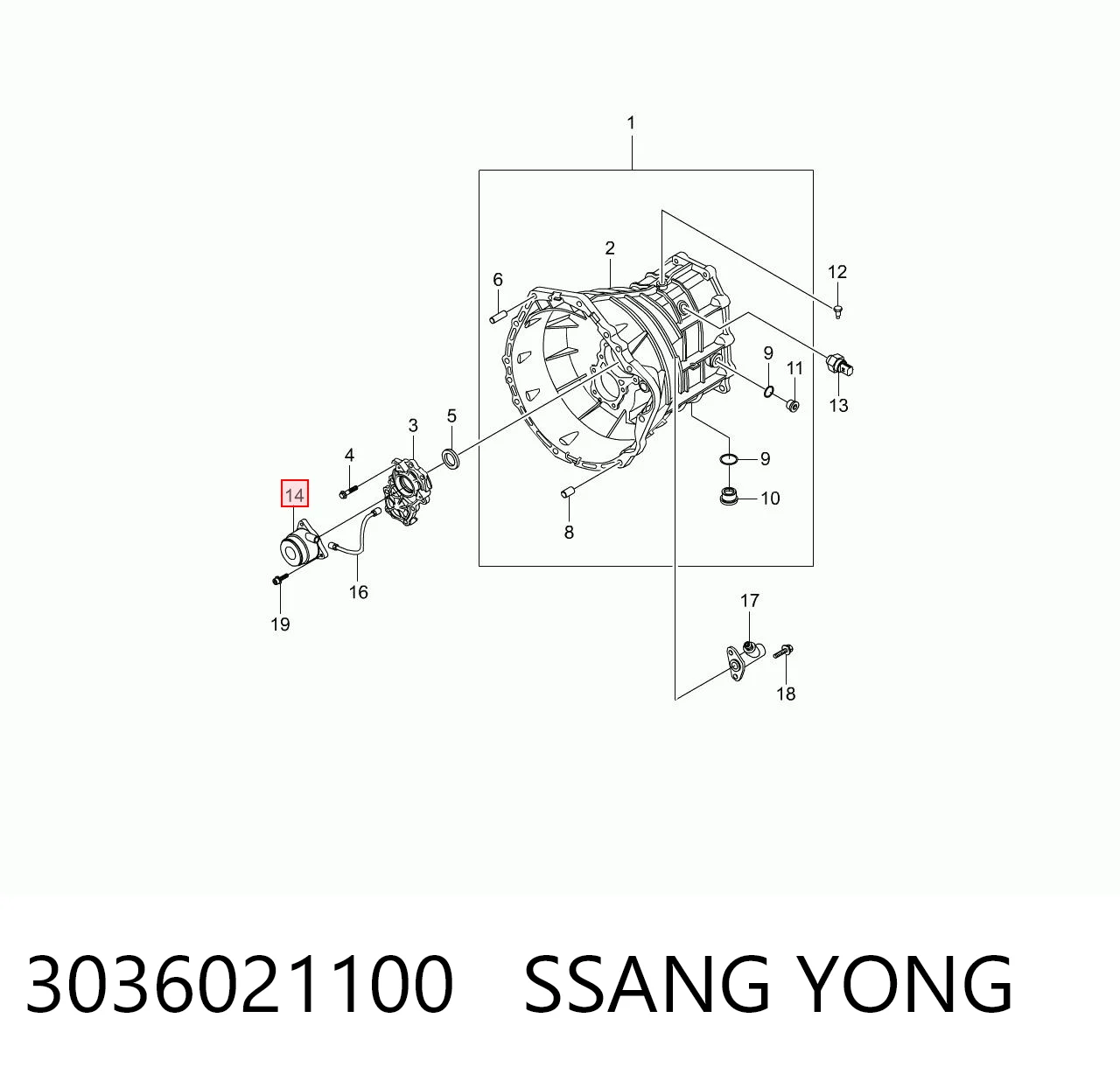 3036021100 Ssang Yong Cilindro de trabalho de embraiagem montado com rolamento de desengate