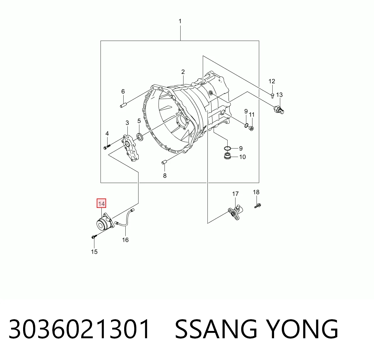 3036021301 Ssang Yong Cilindro de trabalho de embraiagem montado com rolamento de desengate