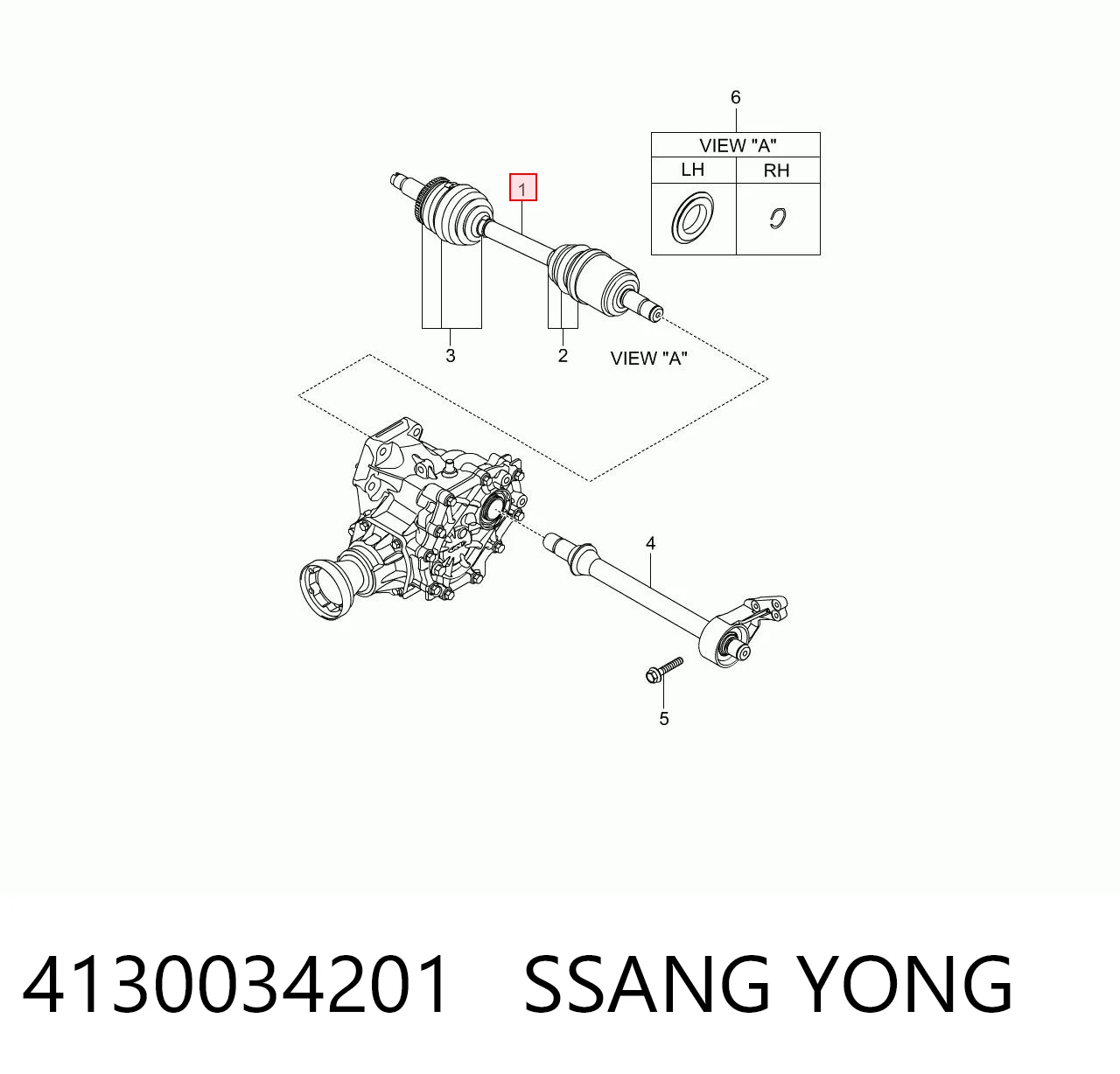 4130034201 Ssang Yong Semieixo (acionador) dianteiro direito