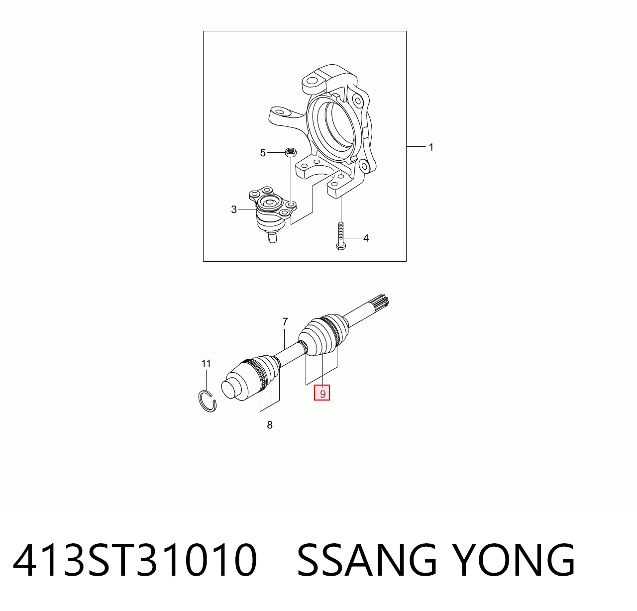 Bota de proteção interna de junta homocinética do semieixo dianteiro SsangYong Kyron   ao melhor preço