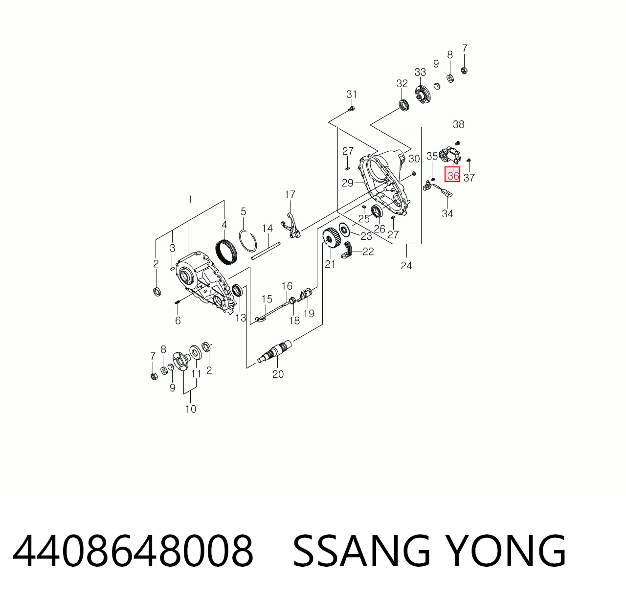 4408648008 Ssang Yong Motor de controlo da caixa de transferência