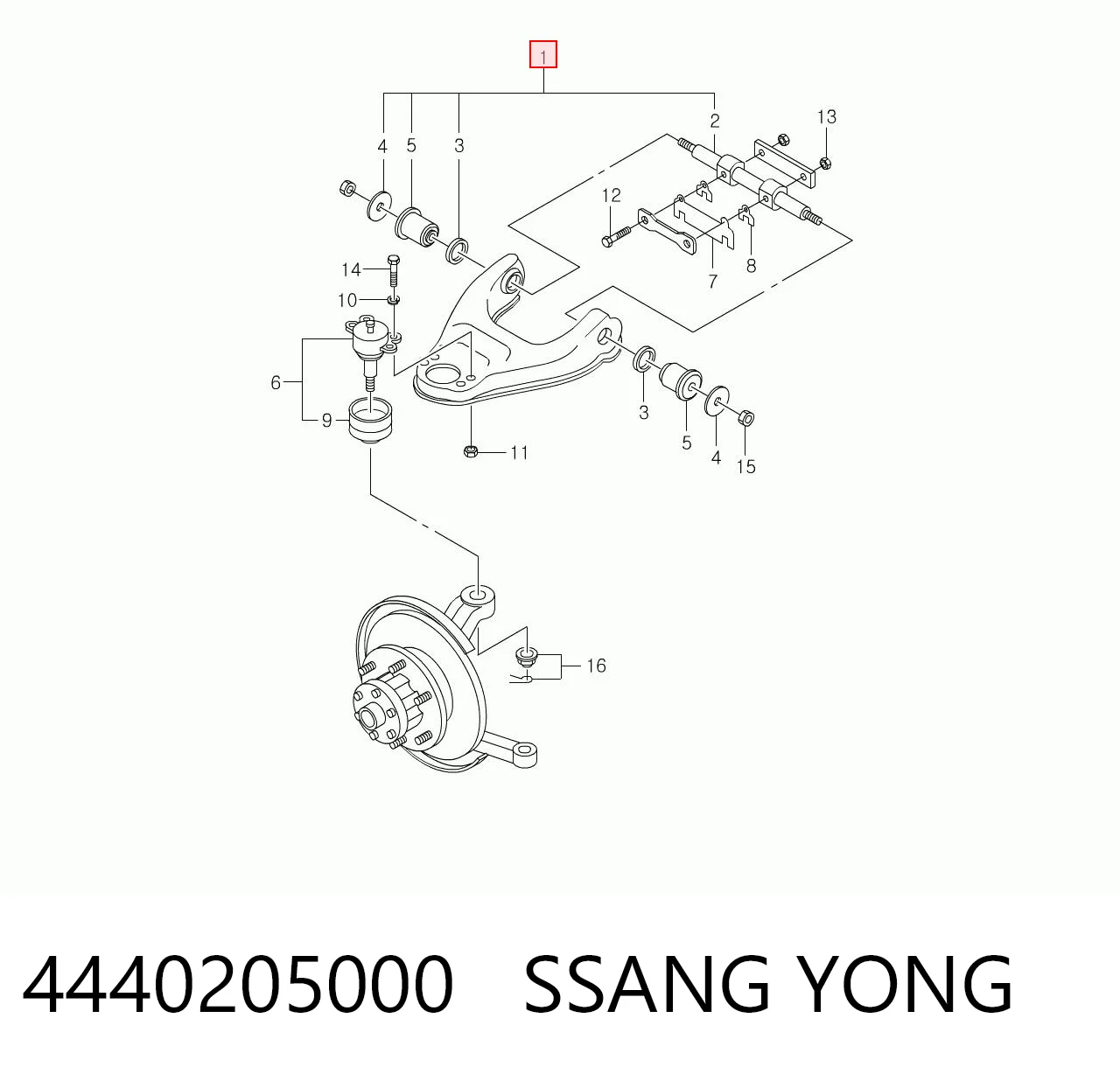 4440205000 Hyundai/Kia Braço oscilante superior direito de suspensão dianteira