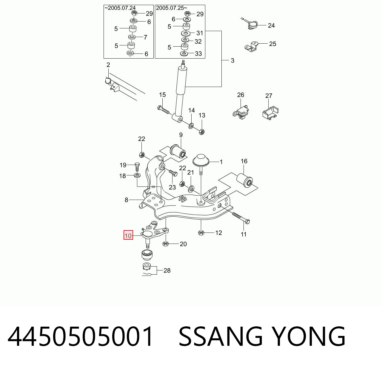 Suporte de esfera inferior SsangYong Korando  KJ ao melhor preço