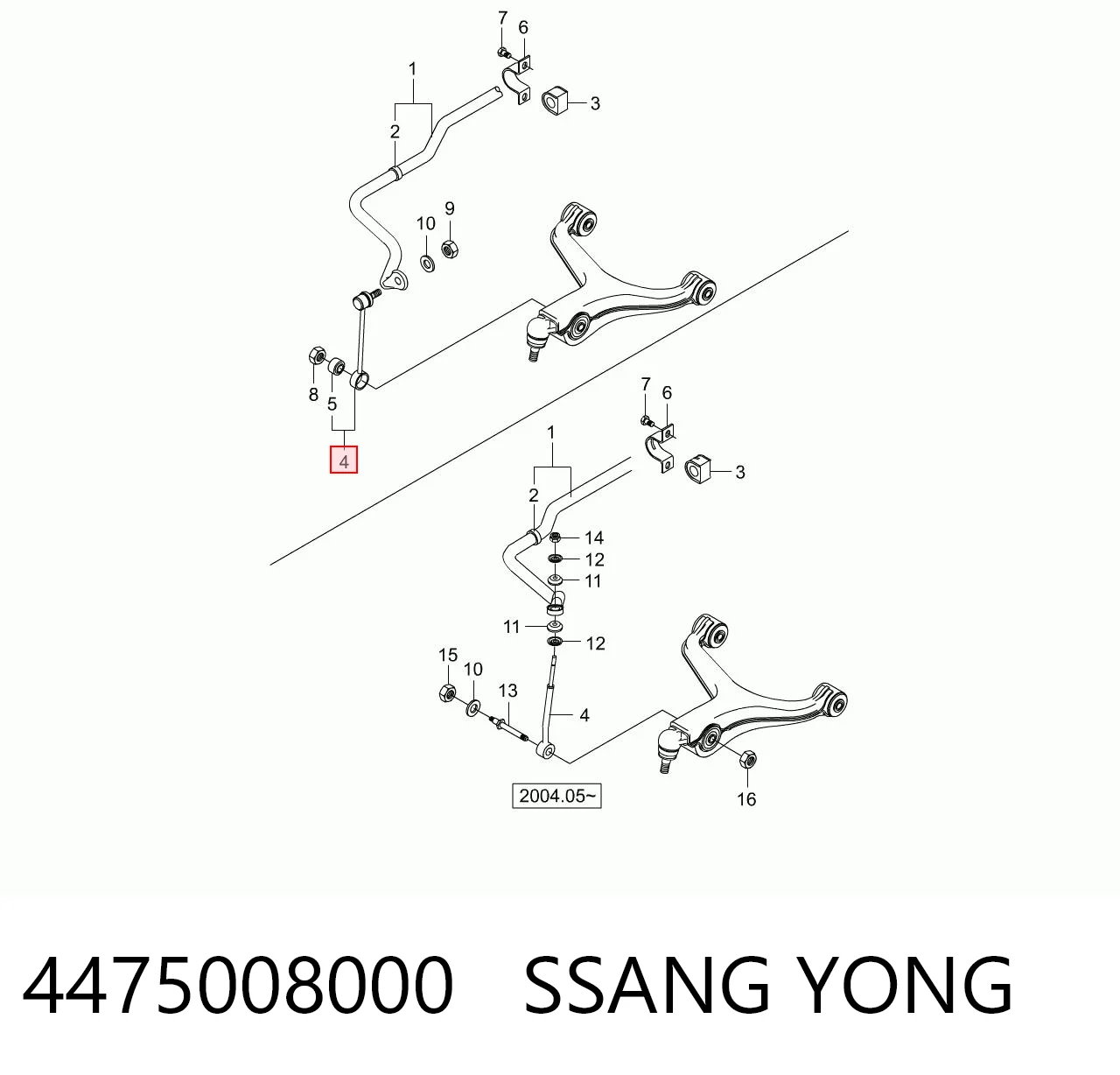  Montante de estabilizador dianteiro SsangYong Rexton I SUV (RJ) (2002 - 2006) I